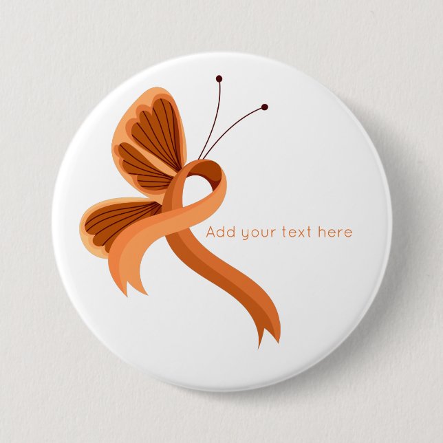 Knappen orange Awareness Ribbon Butterfly Knapp (Framsida)