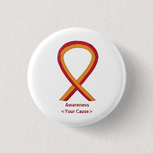 Knappen orange och rött "Ribbon Awareness Button S Knapp
