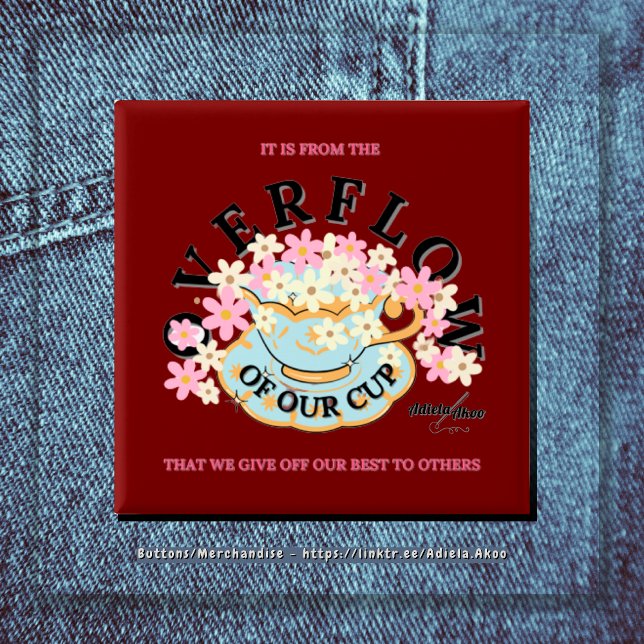 Knappen OVERFLOW av Adiela Akoo Knapp (Overflow Button (Red) by Adiela Akoo. Available in different colors -see Sublime Buttons Collection )