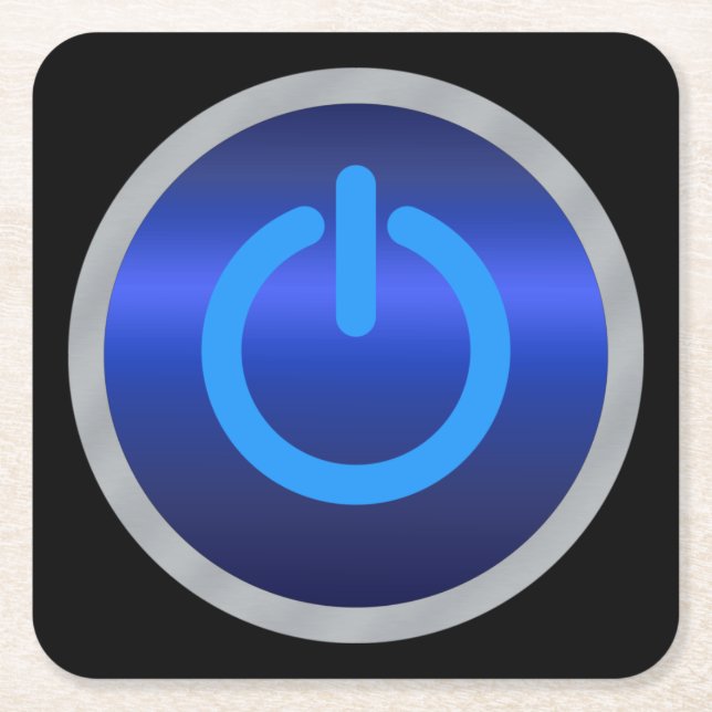 Knappen På/Av Underlägg Papper Kvadrat (Framsidan)