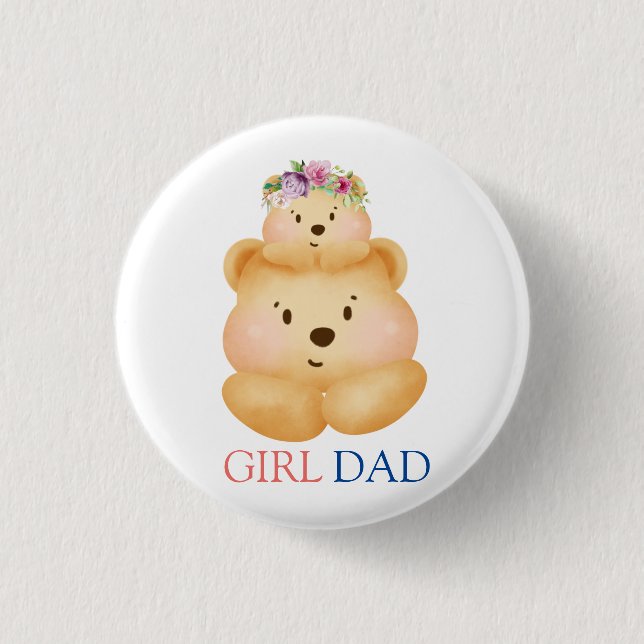 Knappen pappa Bear och Little Girl Bear Fars dag Knapp (Framsida)