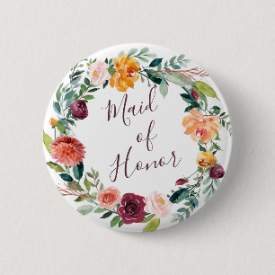 Knappen Paprika Burgundy Blommigt Maid of honor Knapp