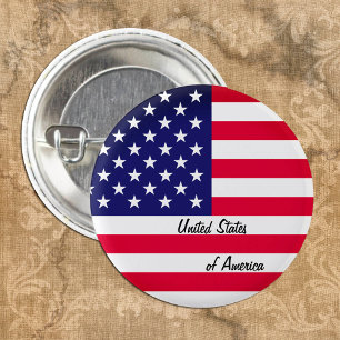 Knappen Patriotic American Flagga, USA, Förenade S Knapp