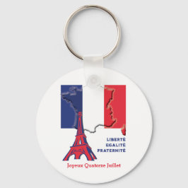 Knappen Patriotic Fransk Flagga BASTILLE DAY Nyckelring
