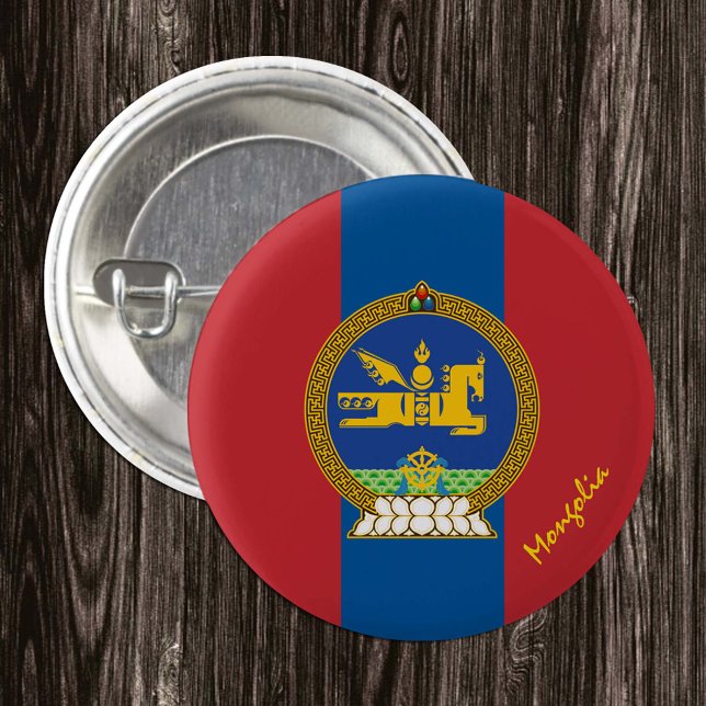 Knappen Patriotic Mongolia, Mongoliska Flagga Knapp (Skapare uppladdad)