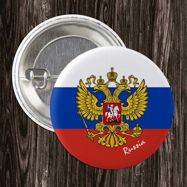 Knappen Patriotic Ryssland, Emblem, ryska Flagga Knapp (Skapare uppladdad)