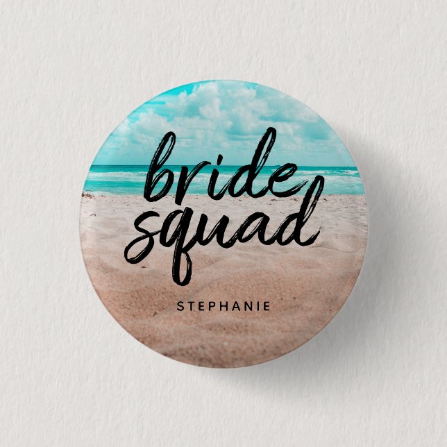 Knappen personlig Beach Bride Squad Knapp (Framsida)