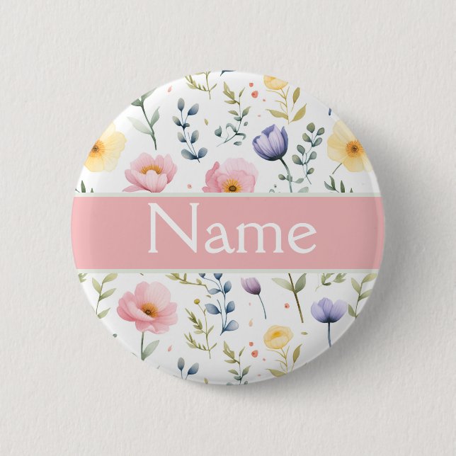 Knappen personlig Blommigt Namn Knapp (Framsida)
