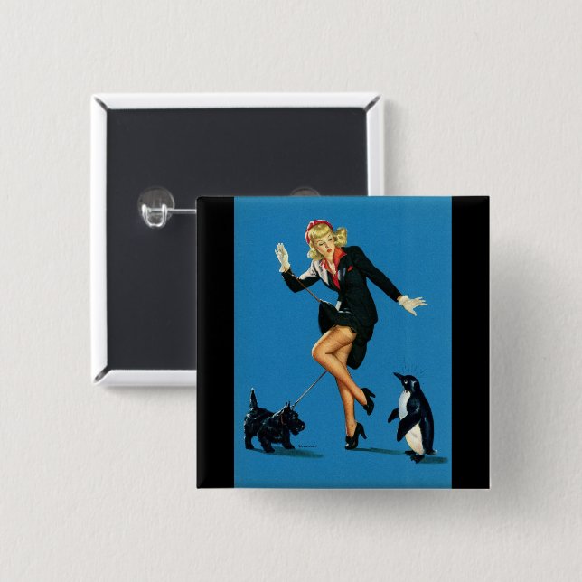 KNAPPEN PIN-GIRL PINBACK KNAPP (Framsida & baksida)