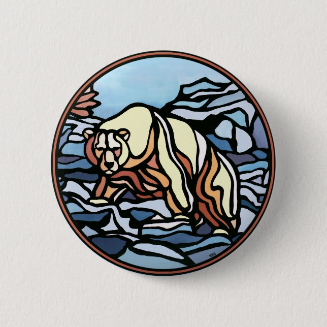 Knappen polar Bear Button Native Wildlife Art-knap Knapp (Framsida)