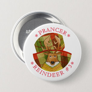 Knappen PRANCER REINDEER Round Pin Knapp