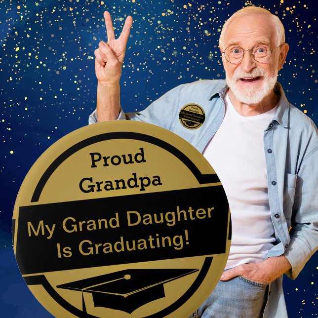 Knappen Proud Studenten Knapp (Proud Grandpa, Grandparents, Parents or Other Graduation Button, Show how proud you are of your grad)