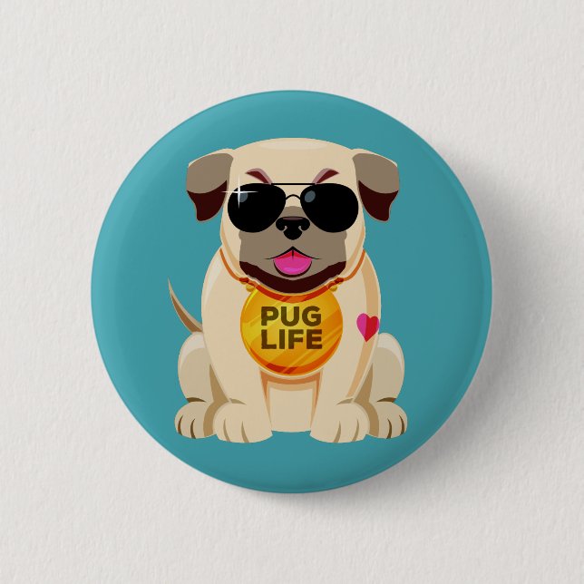 Knappen Pug Life Knapp (Framsida)