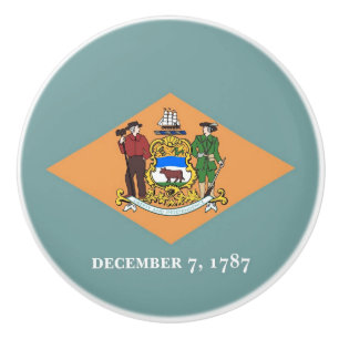 Knappen "pull" med flagga av Delaware, USA Knopp