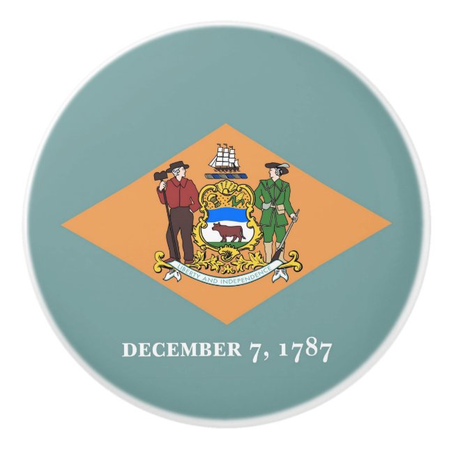 Knappen "pull" med flagga av Delaware, USA Knopp (Framsidan)