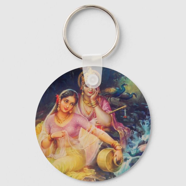 knappen Radha och Krishna Nyckelring (Framsida)