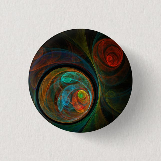 Knappen Reborn Blue Abstrakt Art (rund) Knapp (Framsida)