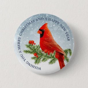 Knappen Red Cardinal Bird God jul Knapp