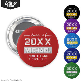 Knappen Redigerbar Studenten med Namn & School Knapp