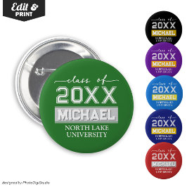 Knappen Redigerbar Studenten med Namn & School Knapp