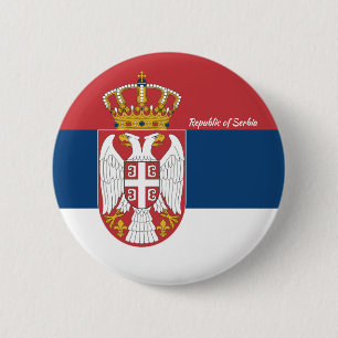 Knappen Republiken Serbiens Flagga Round Knapp