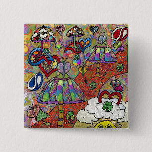 Knappen Retro 60 s Psychedelic Magic Mushroom Knapp
