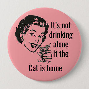 Knappen Retro Drink Ensam Cat Dam Knapp