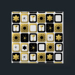 Knappen Retro Glamora Guld Knapp<br><div class="desc">Vad är svart och vitt och guld? Det är Retro Glamous Guld-knapp. Den moderna designen i mitten av århundradet har ett nät av sofistikerat bilder. Det finns en blandning av och matcha mönster av mod blommor, stjärnor, martini-glas och imponerande stjärnor på svarta, vita och guld bakgrunder. Den här designen är...</div>