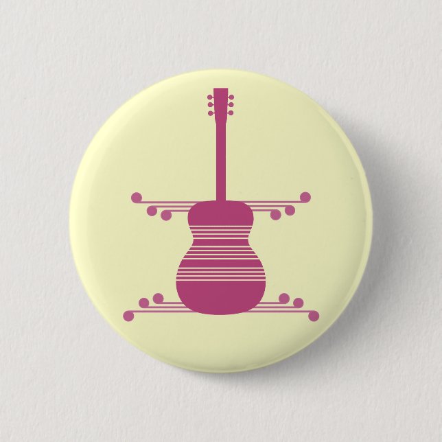 Knappen Retro Guitar, Magenta Knapp (Framsida)