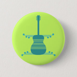 Knappen Retro Guitar, Teal Knapp