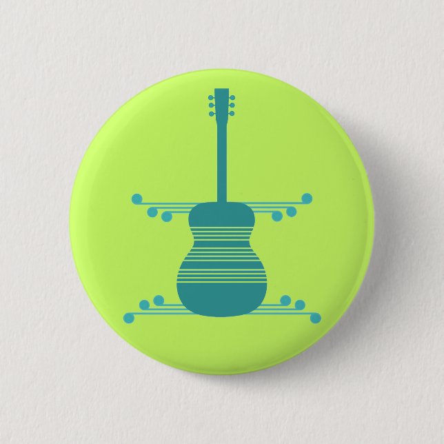 Knappen Retro Guitar, Teal Knapp (Framsida)