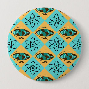 Knappen Retro Harlequin Globe Trotter Round Knapp