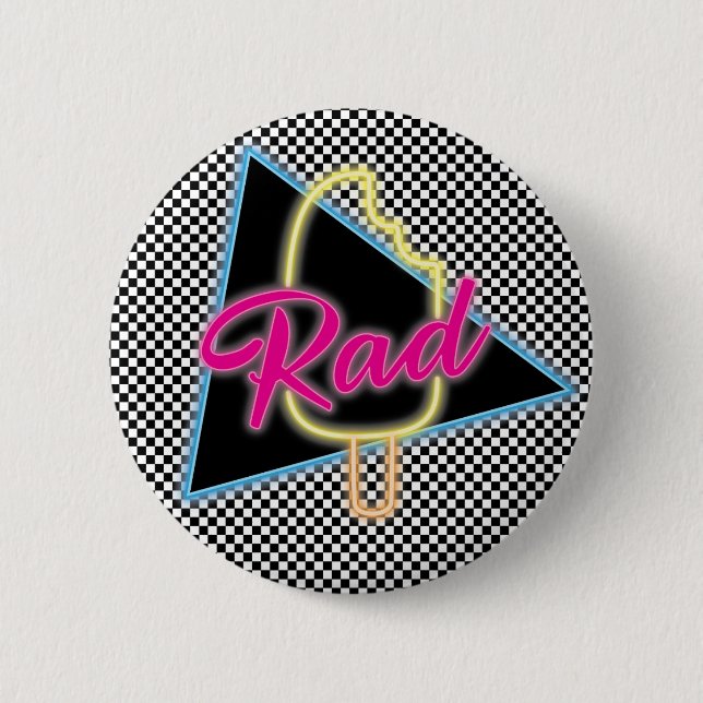 Knappen Retro Neon Rad-cirkel Knapp (Framsida)
