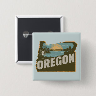 Knappen Retro Oregon Silhouette Pinback Knapp