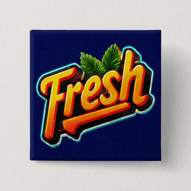 Knappen Retro Stil Minty Fresh Pinback Knapp (Framsida)