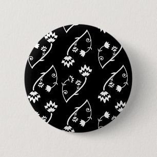 Knappen Retro-svarta vita blommor Knapp
