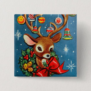 Knappen Retro Vintage renar jultomte Knapp