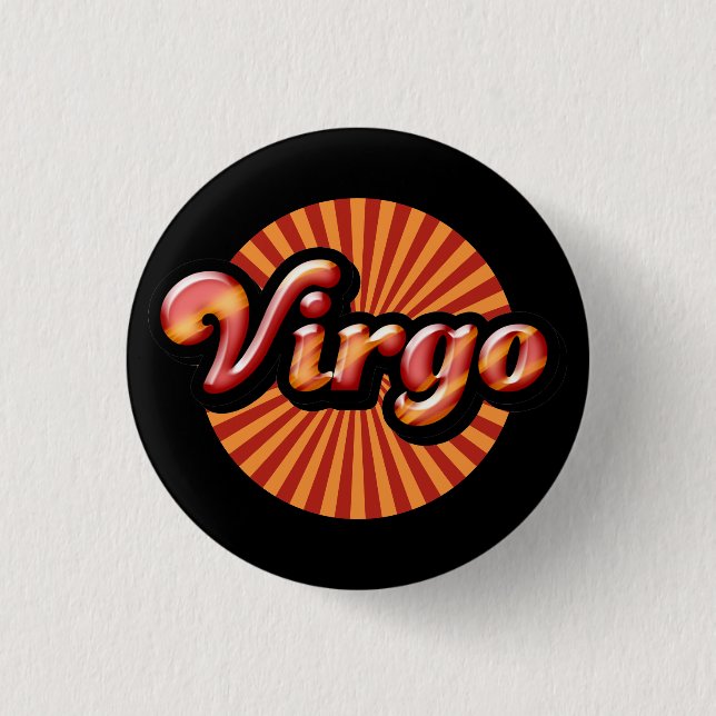 Knappen Retro Zodiac Våg Pinback Knapp (Framsida)