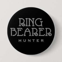 Knappen ring Bearer Silver Faux Glitter Namn brick Knapp