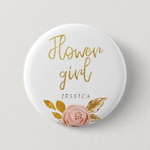 Knappen Ro Guld Blommigt Glitter Flower Girl Knapp