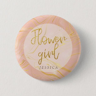 Knappen ro Guld marble Agate Glitter Flower Girl B Knapp