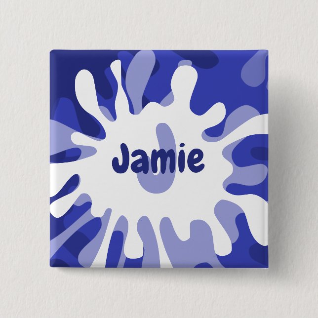 Knappen roligt Abstrakt Blue Splatter Painting Nam Knapp (Framsida)