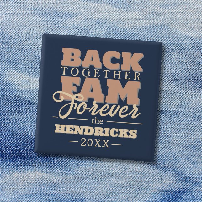 Knappen roligt, blått och pastellfamiljs återfören knapp (Family Reunion Button Keepsake)