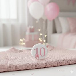Knappen Rosa Bow för 10:e födelsedagsflicka Knapp