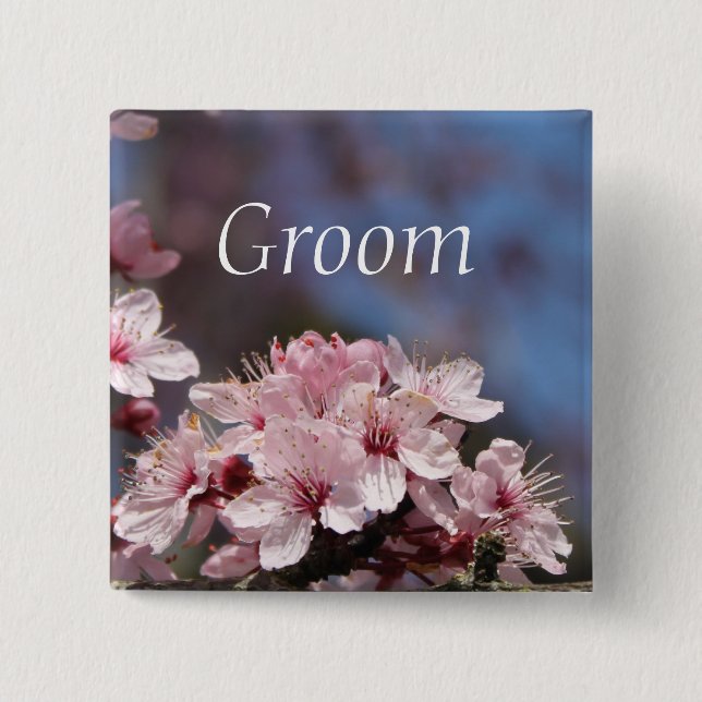 Knappen rosa cherry blommar blommor bröllop knapp (Framsida)