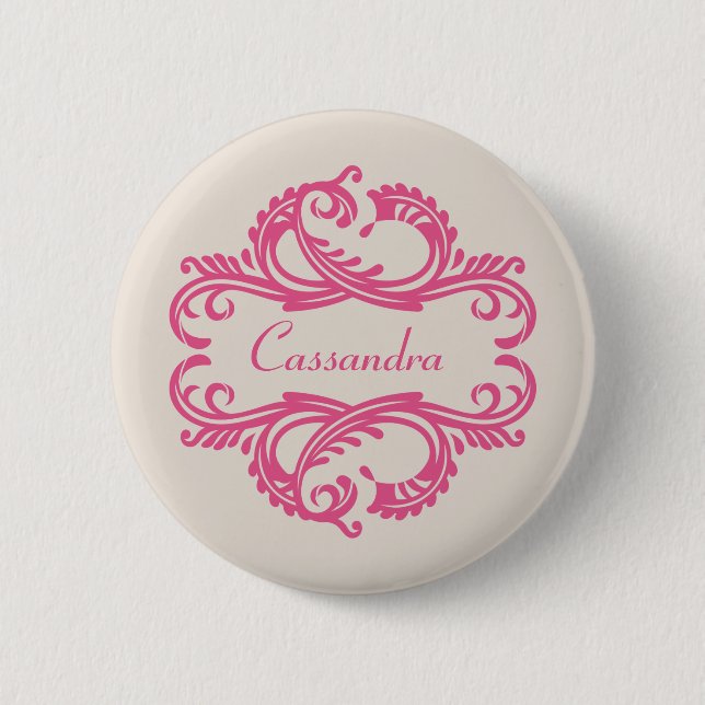 Knappen rosa Chic Damask Knapp (Framsida)