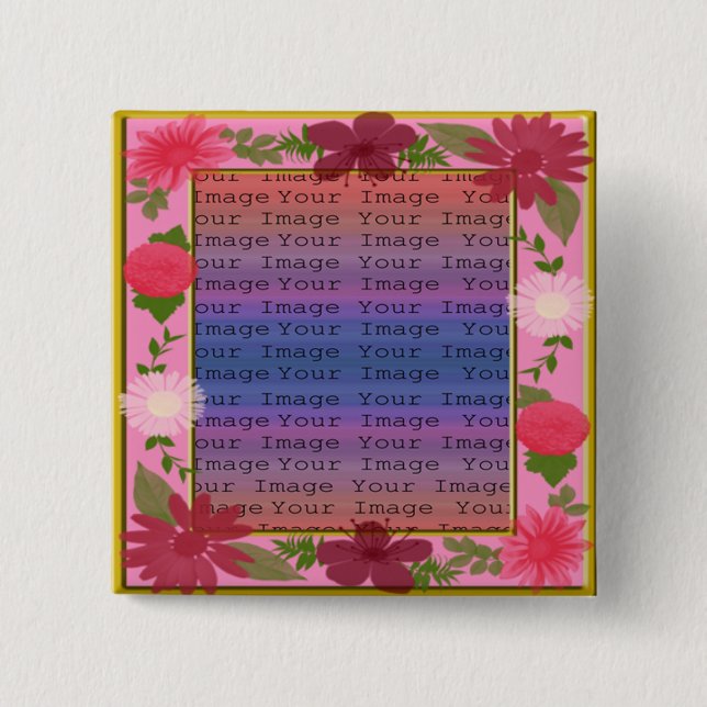 Knappen rosa Flowers-Anpassningsbar Knapp (Framsida)