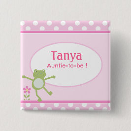 Knappen rosa Leap Frog Baby Shower Namn bricka Knapp