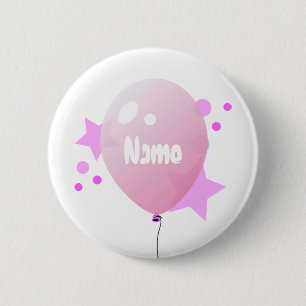 Knappen rosa Party Balloon Namn Knapp