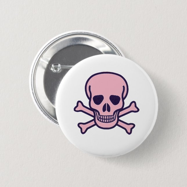 Knappen rosa Skull vit Knapp (Framsida & baksida)